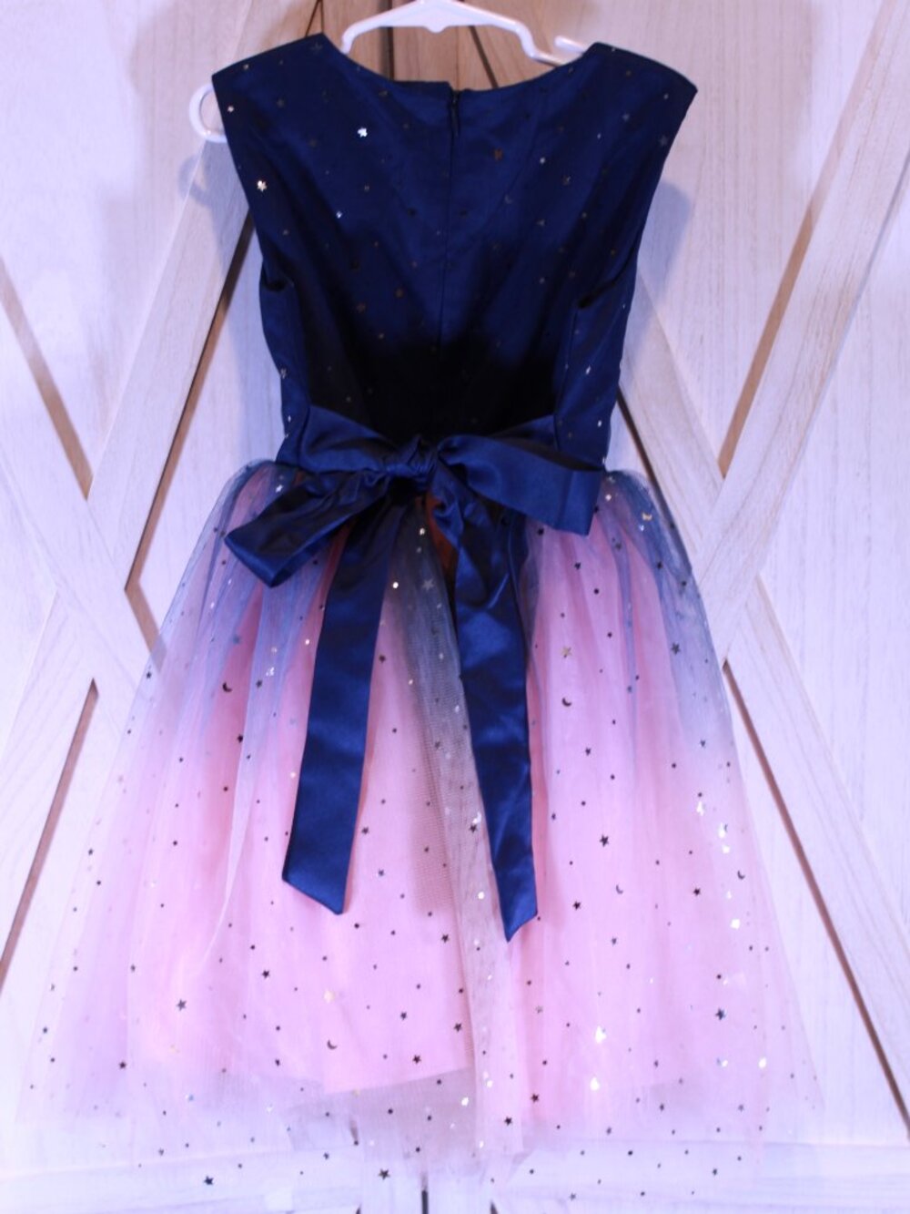Glamulice Kids Ombre Star Tulle Navy Blush Pink Party Tutu Dress Size 6 Girls - Picture 5 of 10